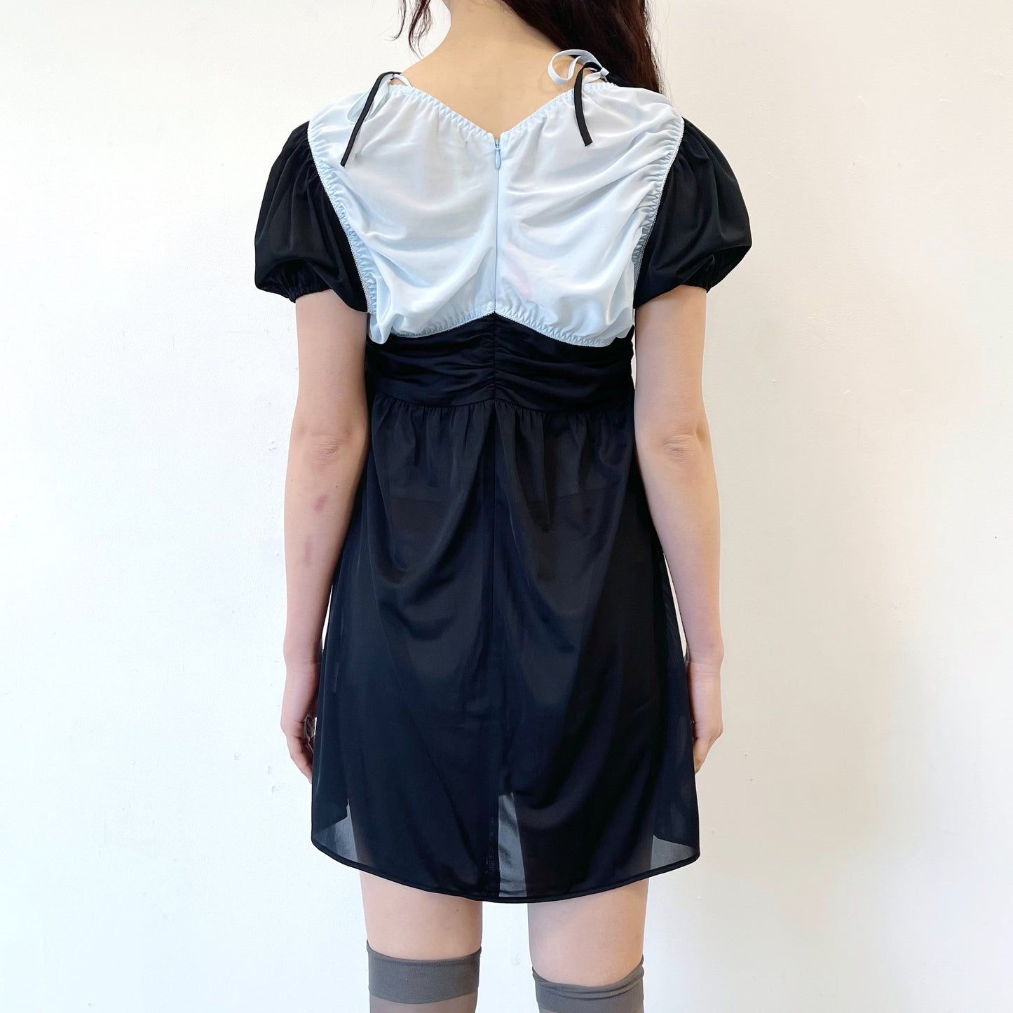 2 COLORS NICKERS DRESS / BLACK / バイカラーランジェリードレス