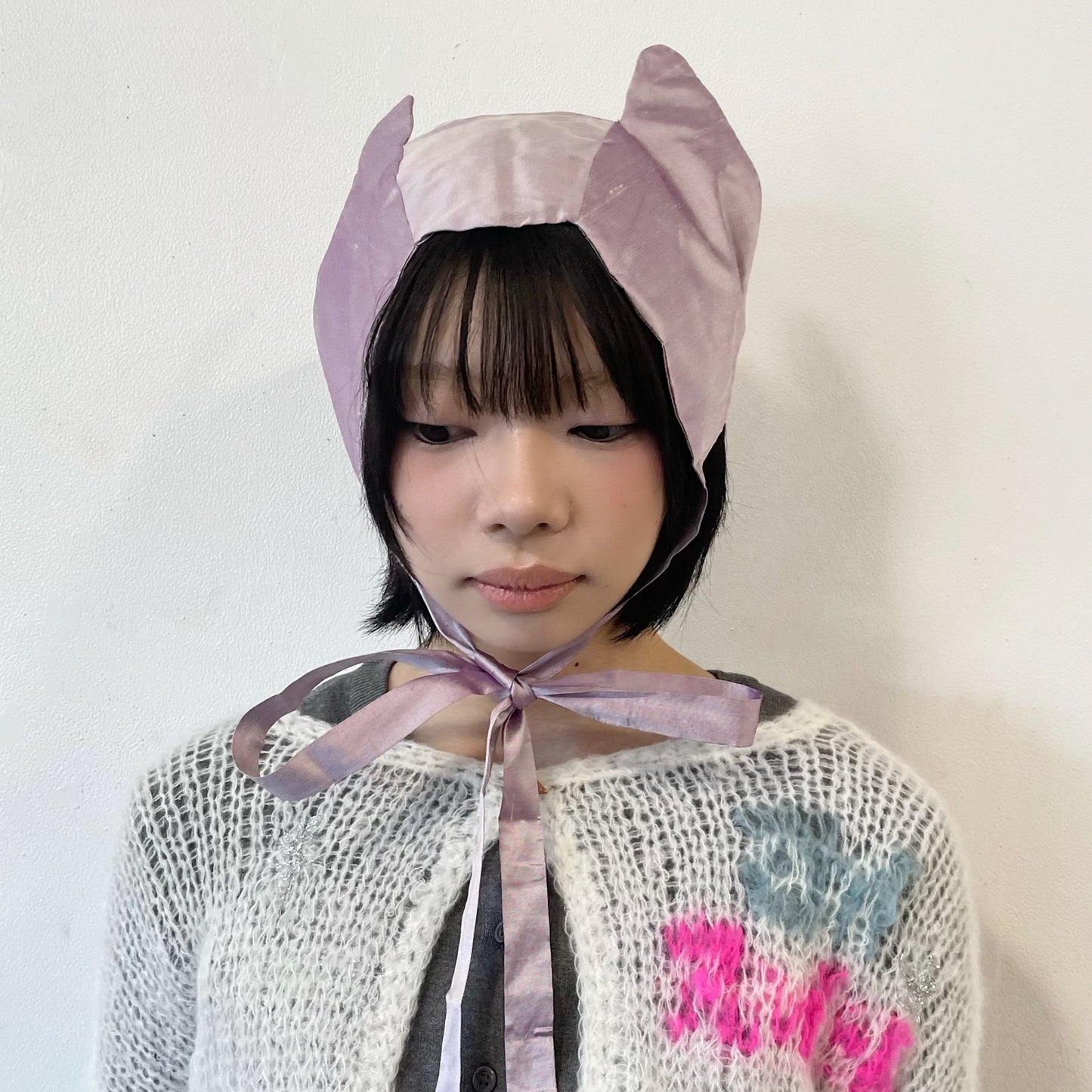 KITTY CAT BONNET WITH LONG BOW / LILAC / キティーキャットハット