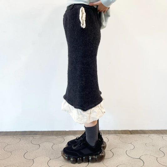 fulling pants / charcoal gray / 縮絨加工ニットパンツ