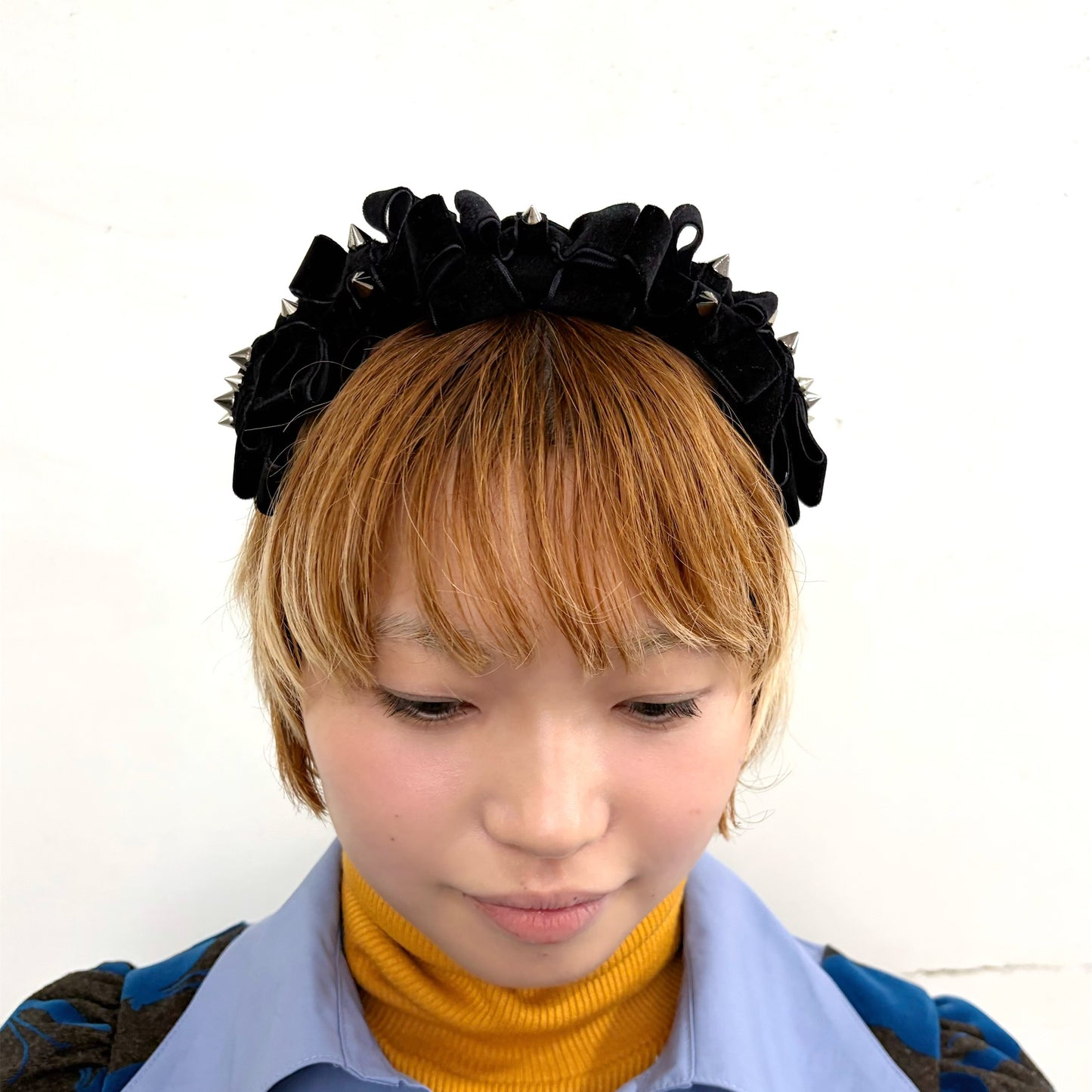 VELOURS RIBBON STUDS HEADBAND / BLACK / ベロアリボンスタッズヘアバンド