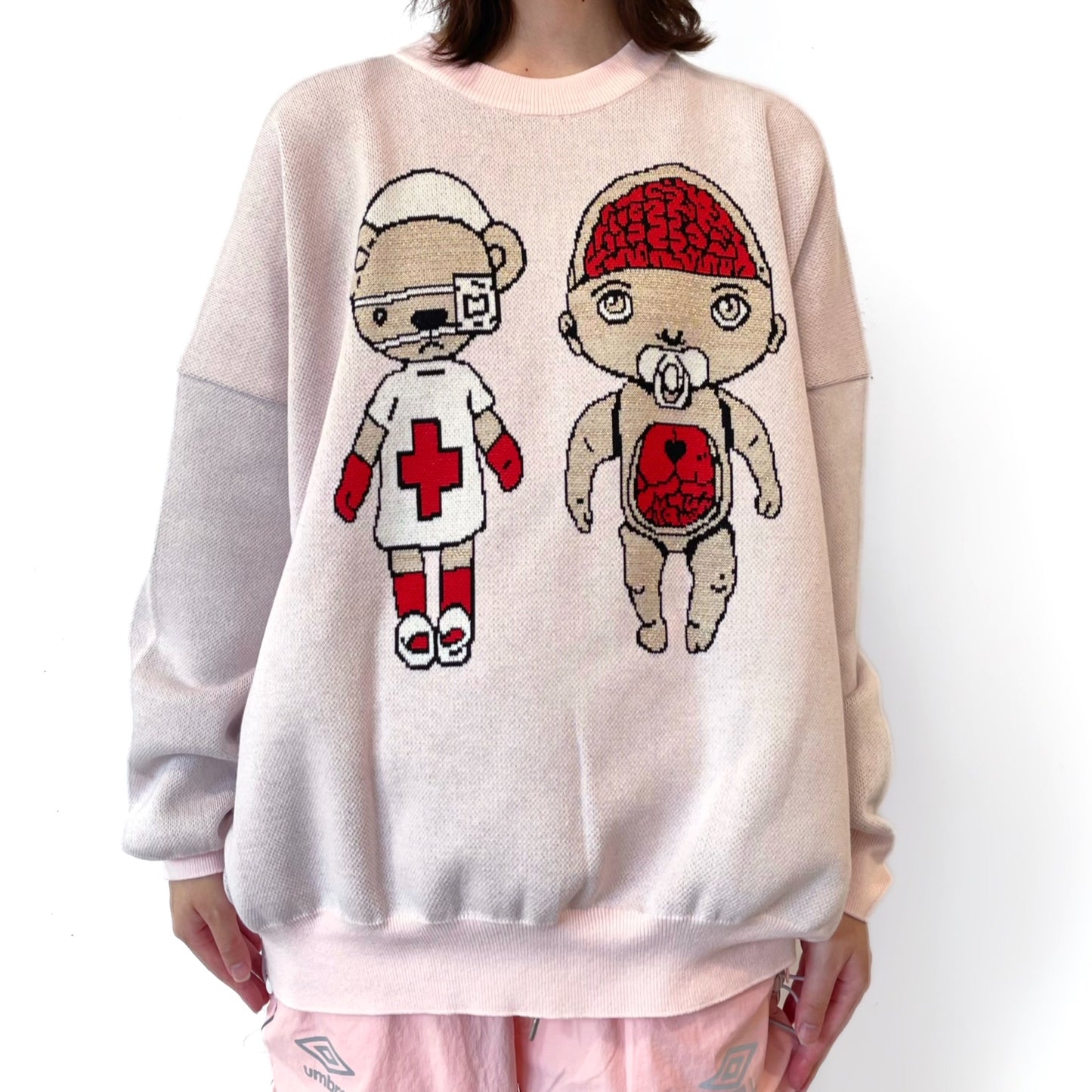 MEDICAL BRAID PULLOVER KNIT / PINK / グラフィックニット