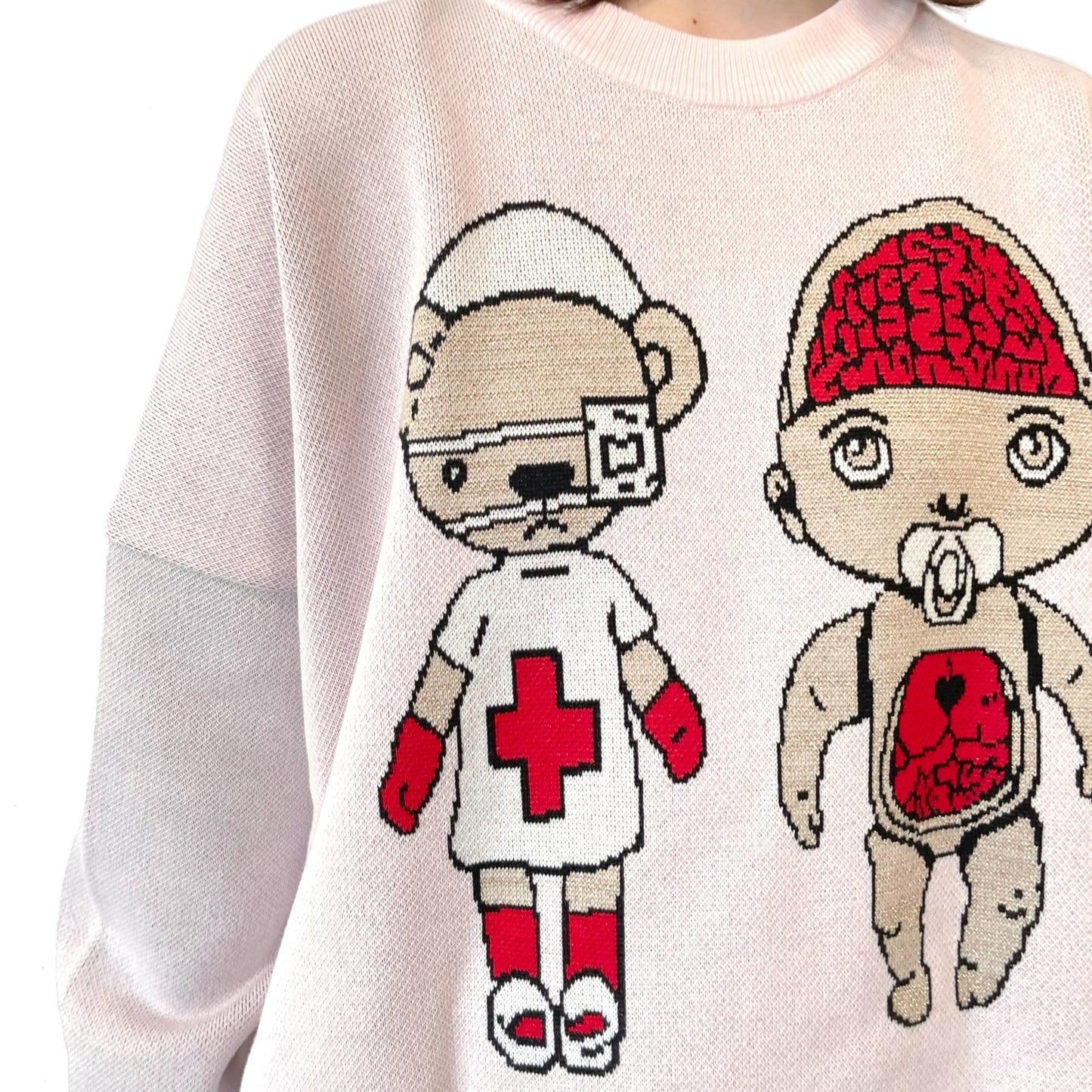 MEDICAL BRAID PULLOVER KNIT / PINK / グラフィックニット