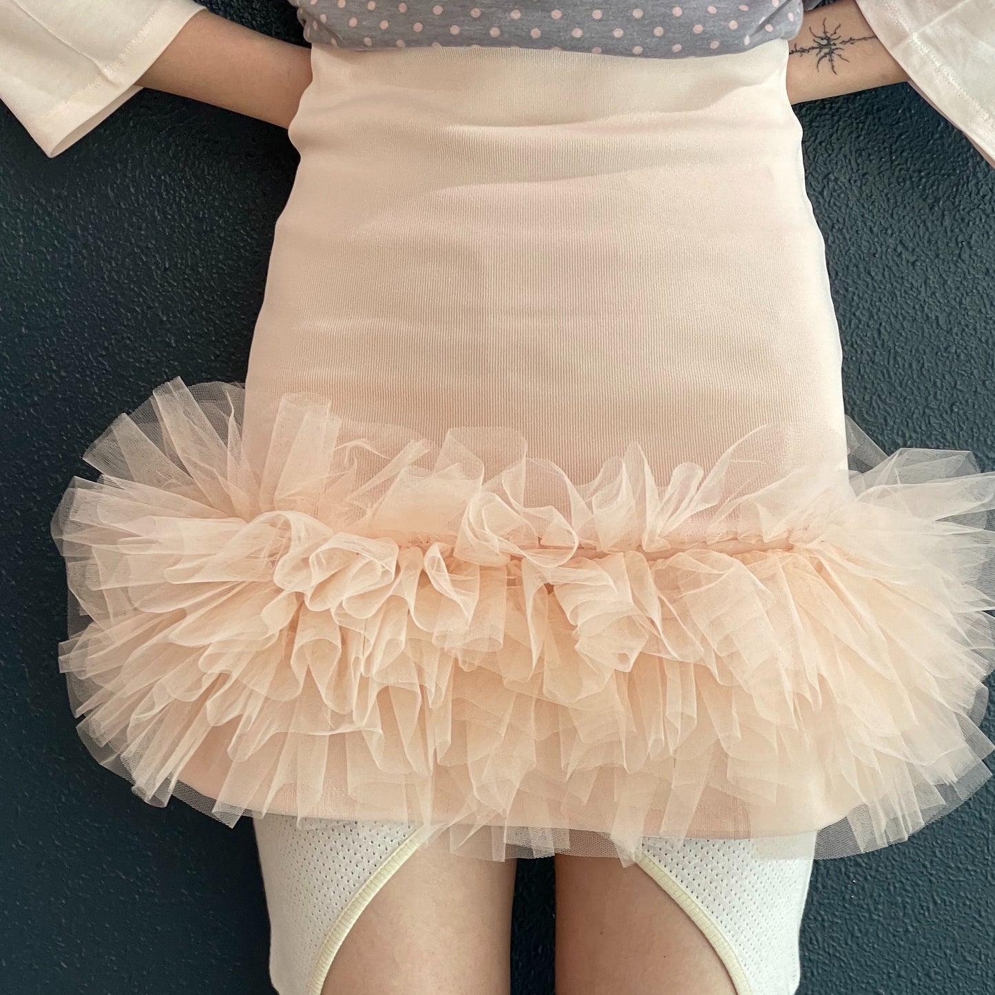 [fa.er.ie] jersey volume tulle skirt / coral / ジャージーボリュームチュールスカート