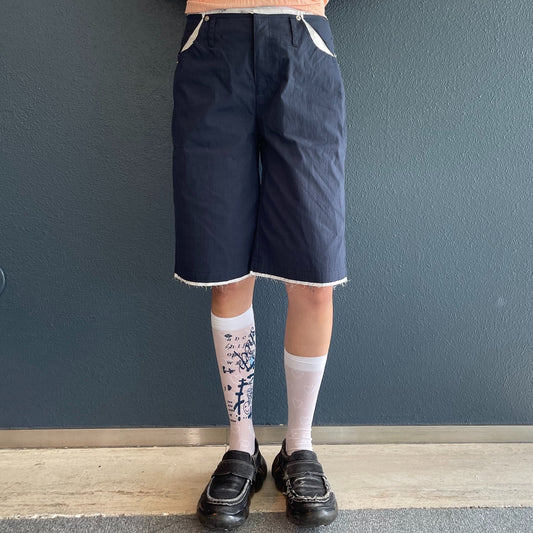 cut off half pants / deep navy / カットオフハーフパンツ