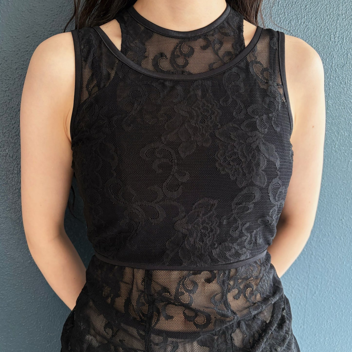 layered lace tank / black / レイヤードレースタンクトップ | シープ