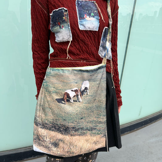 taffeta print shoulder bag / sheep x cow / タフタプリントショルダーバッグ
