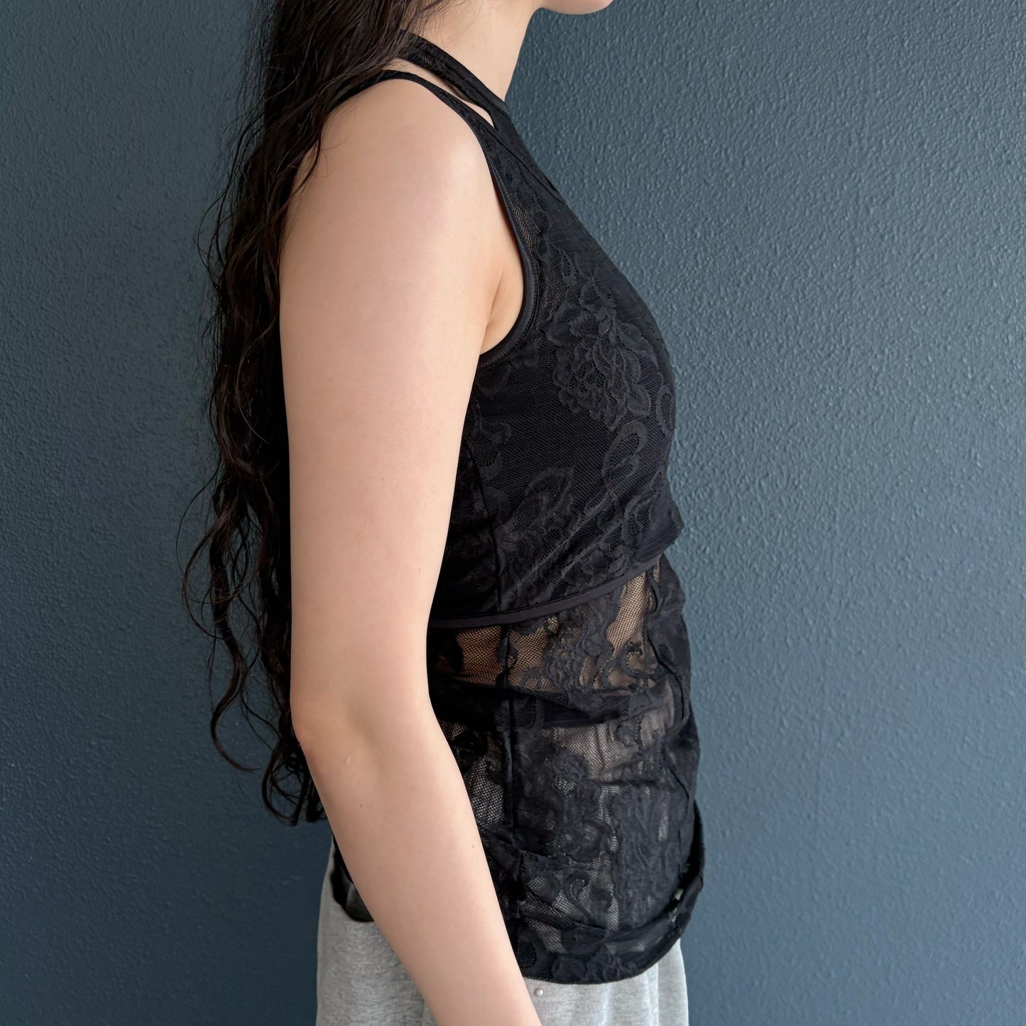 layered lace tank / black / レイヤードレースタンクトップ