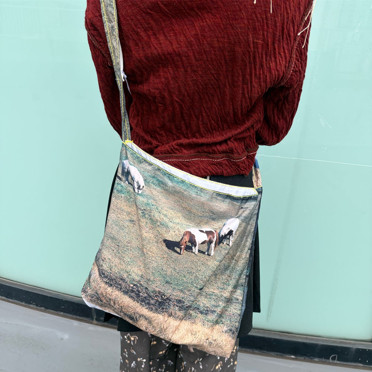 taffeta print shoulder bag / sheep x cow / タフタプリントショルダーバッグ