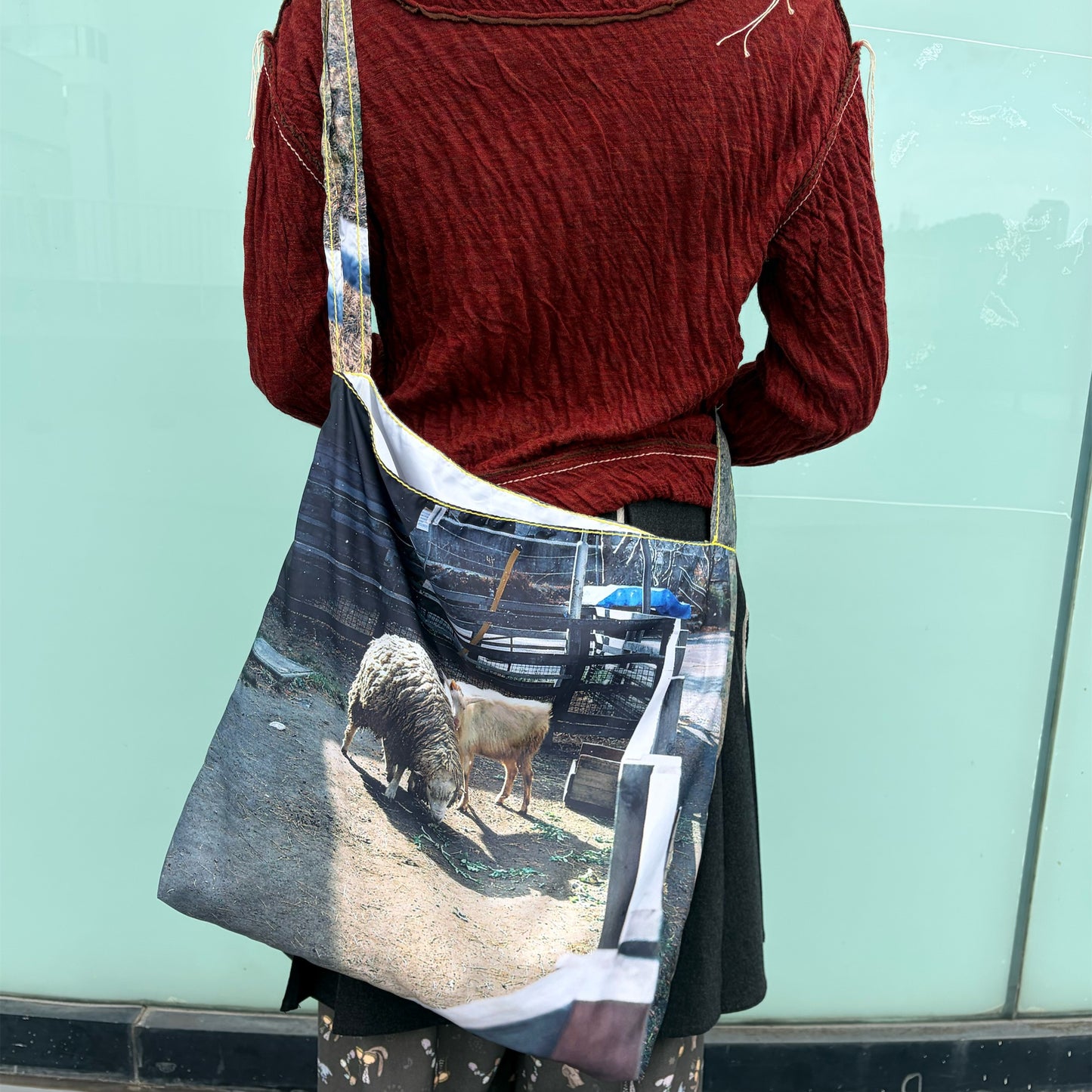 taffeta print shoulder bag / sheep x cow / タフタプリントショルダーバッグ