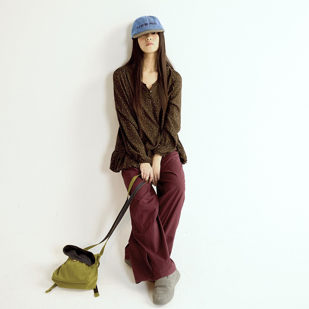 DUDU PUFF BLOUSE / BROWN / パフスリーブトップ
