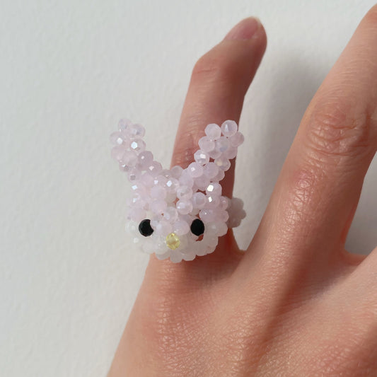 Rabbit Beads Ring / Baby Pink / うさぎのビーズリング