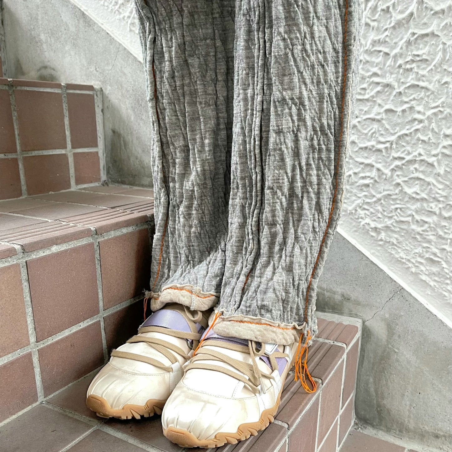 wool cotton jersey pants / gray / ウールコットンパンツ