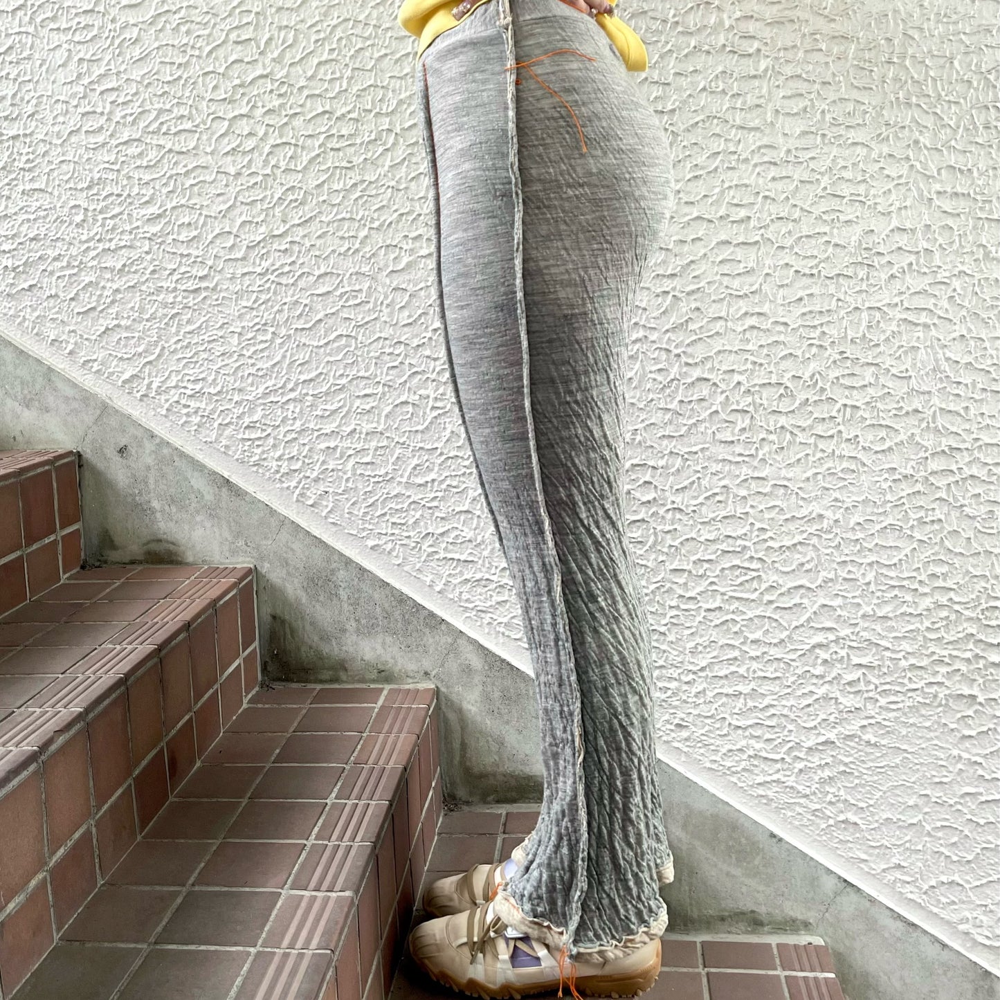 wool cotton jersey pants / gray / ウールコットンパンツ