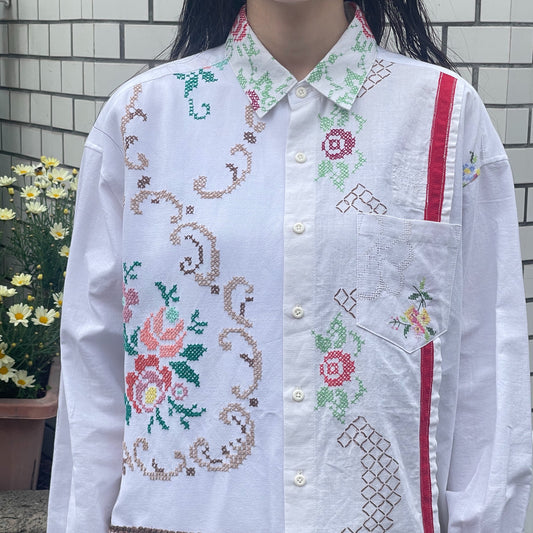 【SHEEP別注】TABLE CLOTH LONG SLEEVE  SHIRT / WHITE / テーブルクロスシャツ