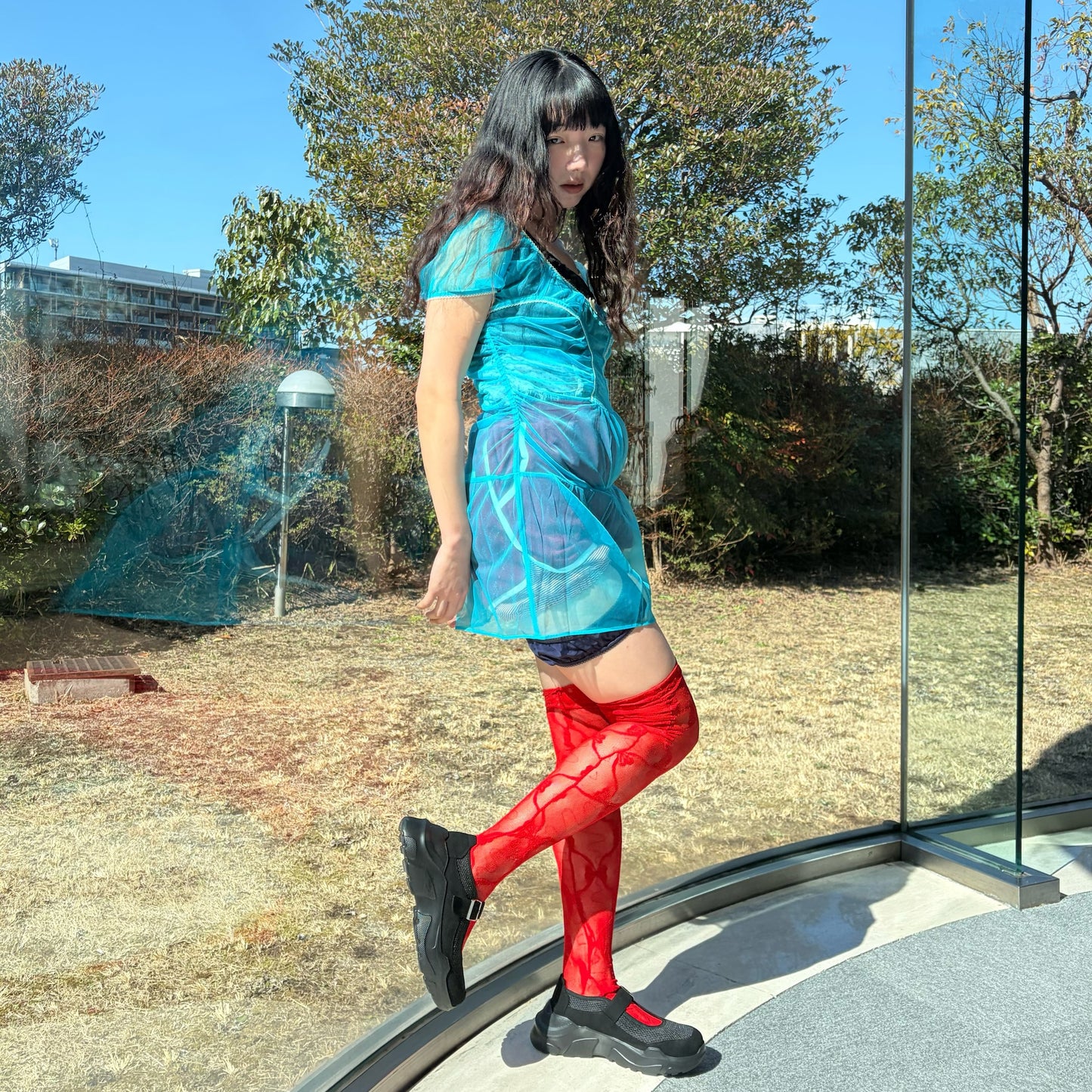 NANA'S SHEER DRESS / BLUE / ランジェリーシアードレス