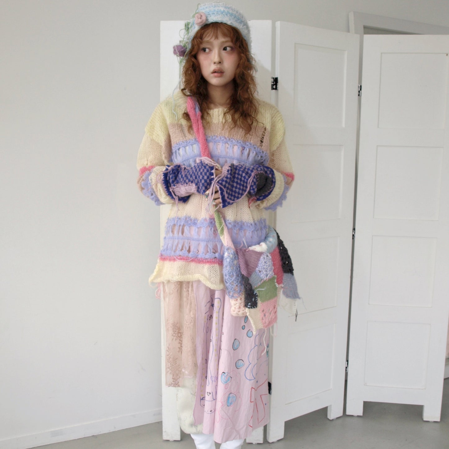 Patchwork knit bag / Mix / パッチワークニットバッグ