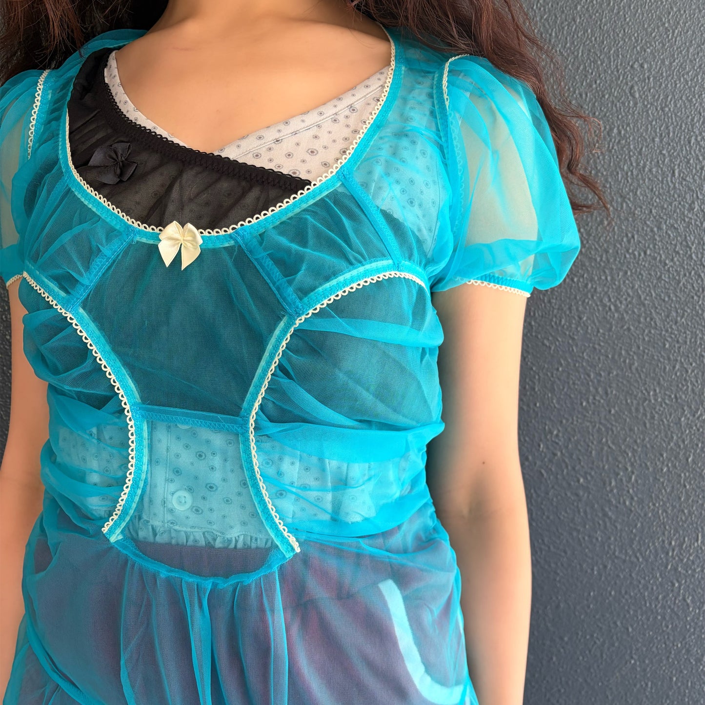 NANA'S SHEER DRESS / BLUE / ランジェリーシアードレス