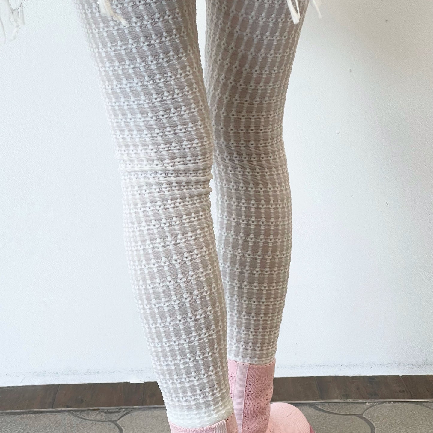 Waffle leggings / White / ワッフルレギンス