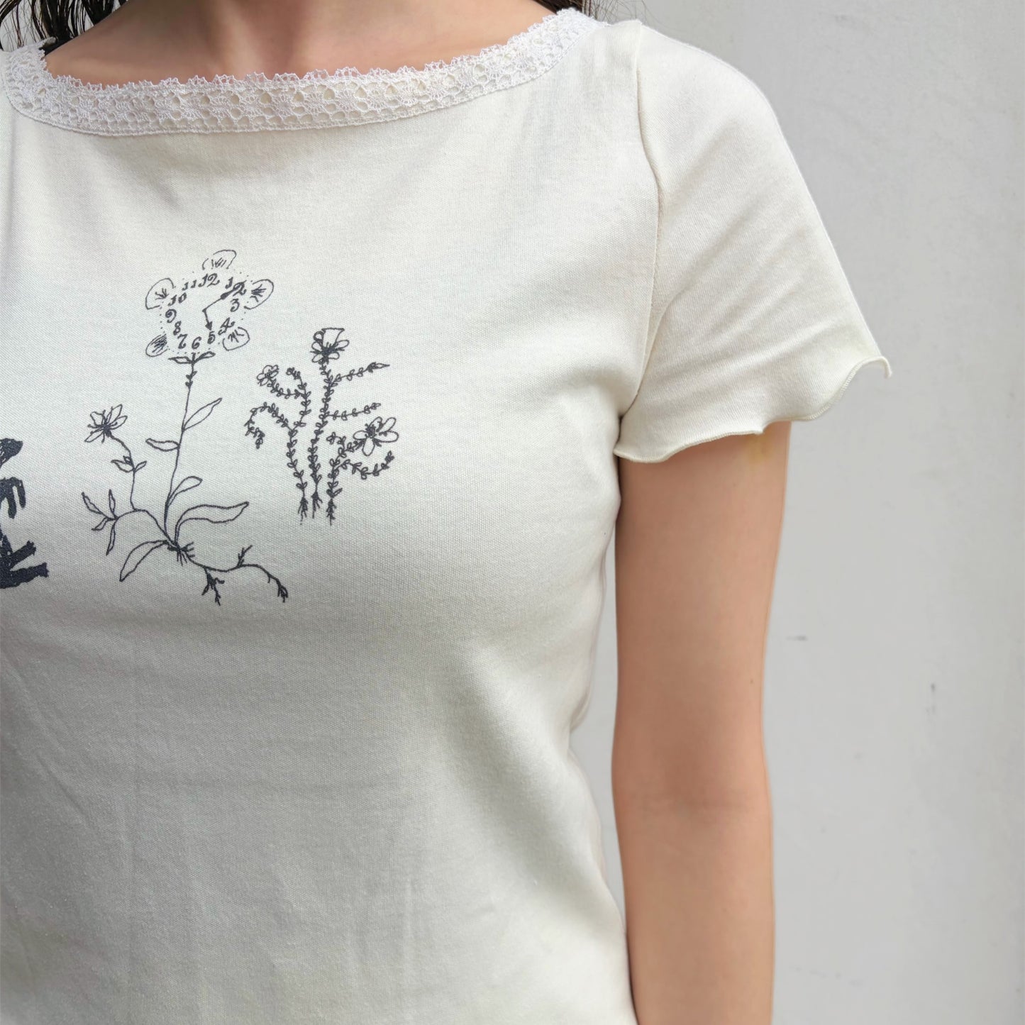 【SHEEP Limited】Yve tee time / cream / プリントショートスリーブトップ
