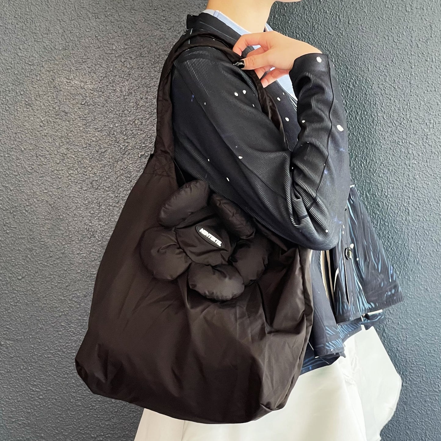 FLOWER ECO BAG / BLACK / フラワーエコBAG