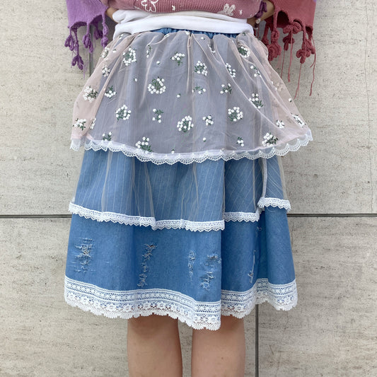layered skirt / Denim / レイヤードスカート