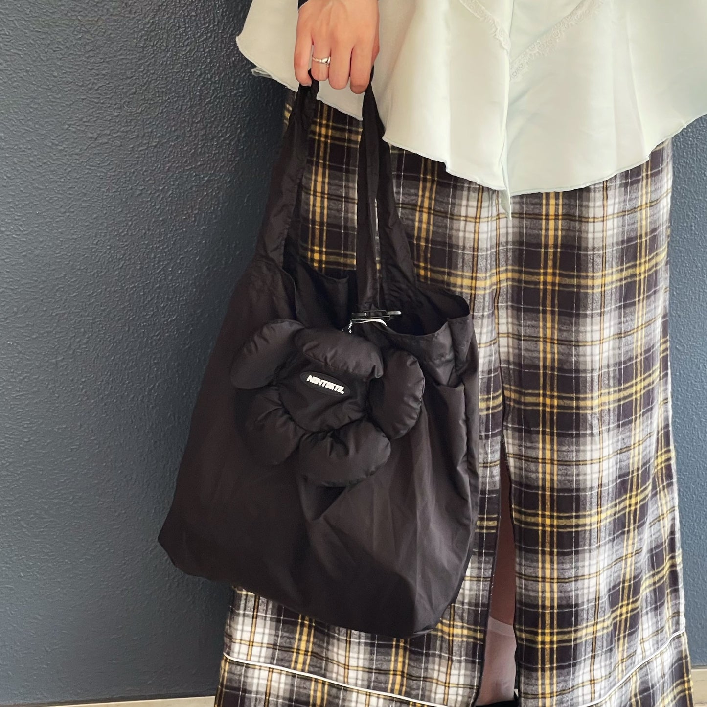 FLOWER ECO BAG / BLACK / フラワーエコBAG