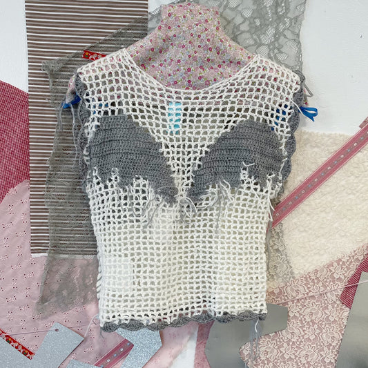 goodbye angel knit vest - long / White / エンジェルニットベスト