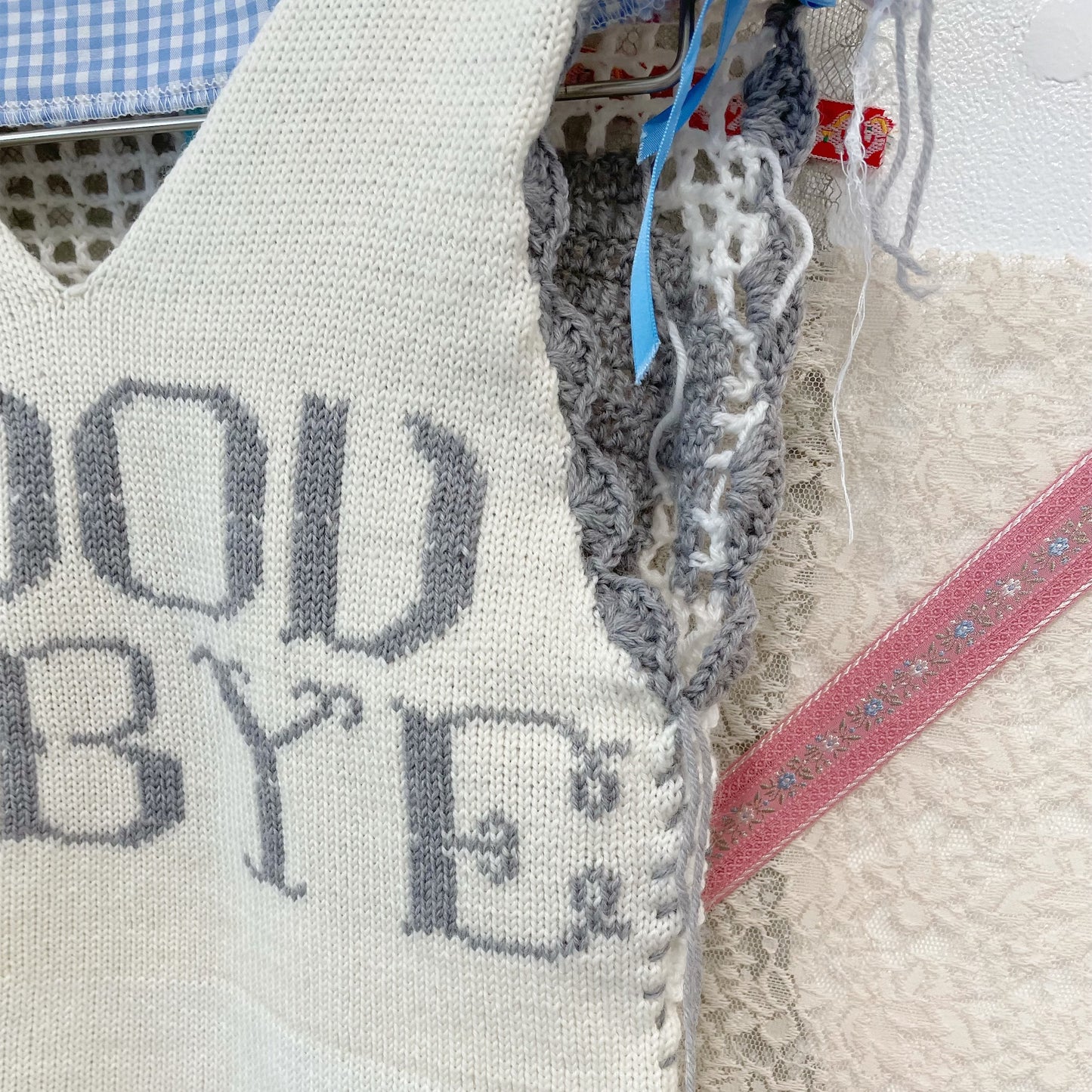 goodbye angel knit vest - long / White / エンジェルニットベスト