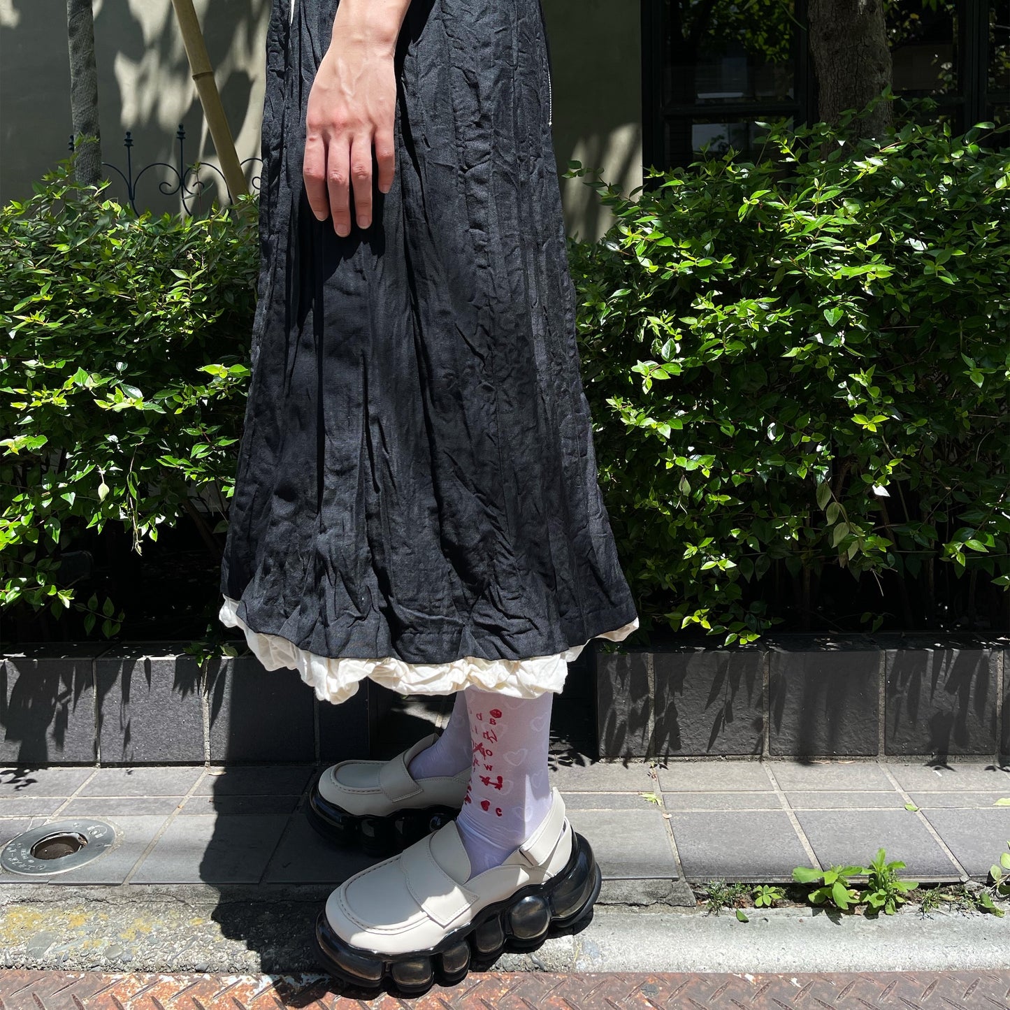 collapsed dress / black / ウォッシュ加工リバーシブルドレス