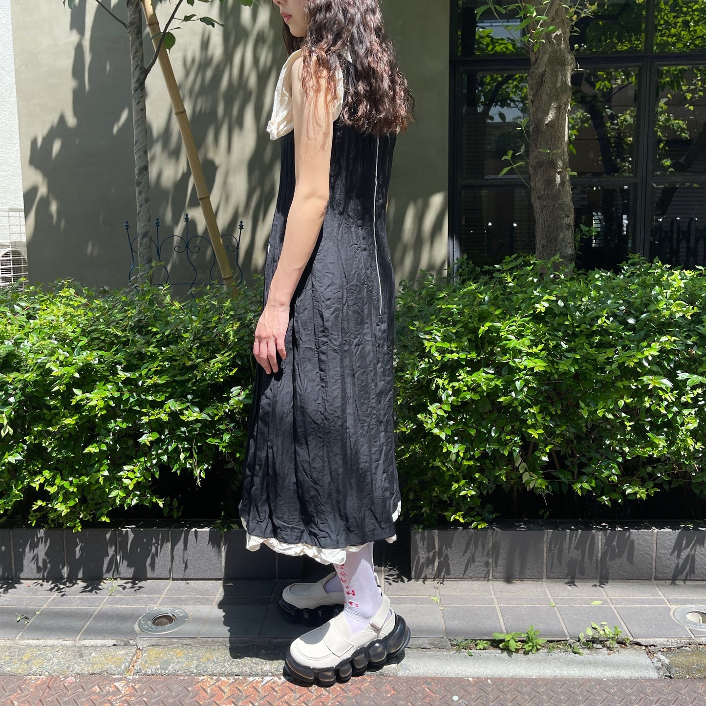 collapsed dress / black / ウォッシュ加工リバーシブルドレス