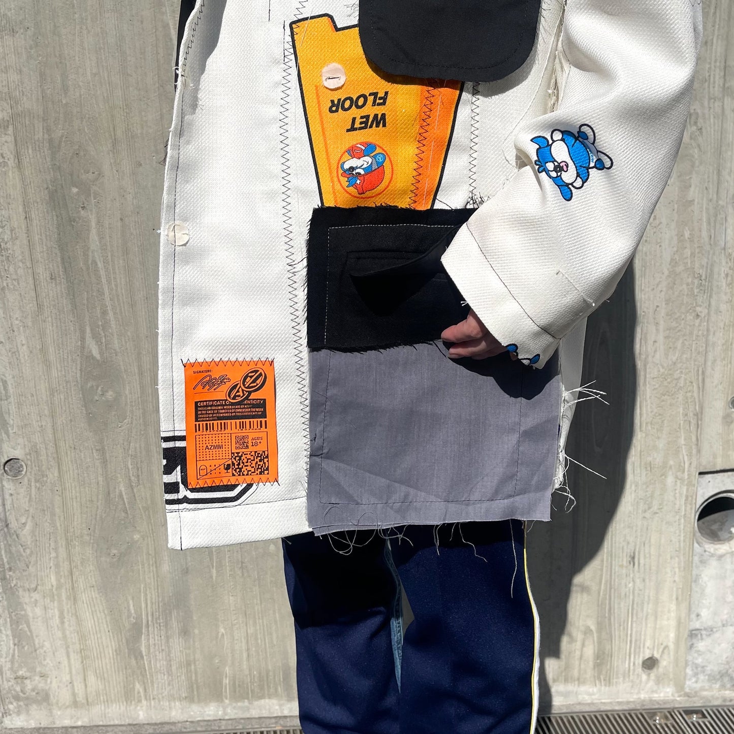 ATOZ HAND STITCHED BASTING JACKET / WHITE / グラフィックプリントジャケット