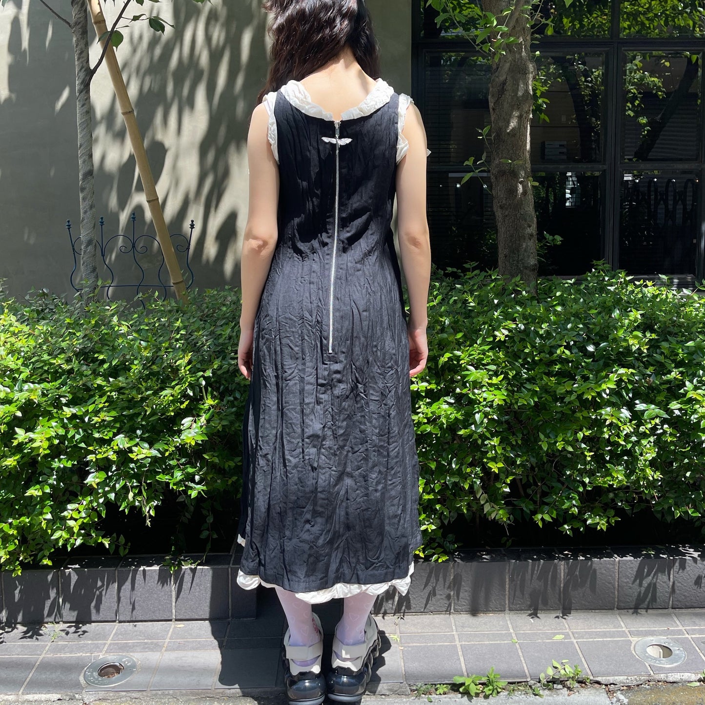 collapsed dress / black / ウォッシュ加工リバーシブルドレス