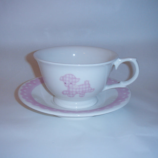 Pink patch sheep cup and saucer / ひつじのカップ＆ソーサー