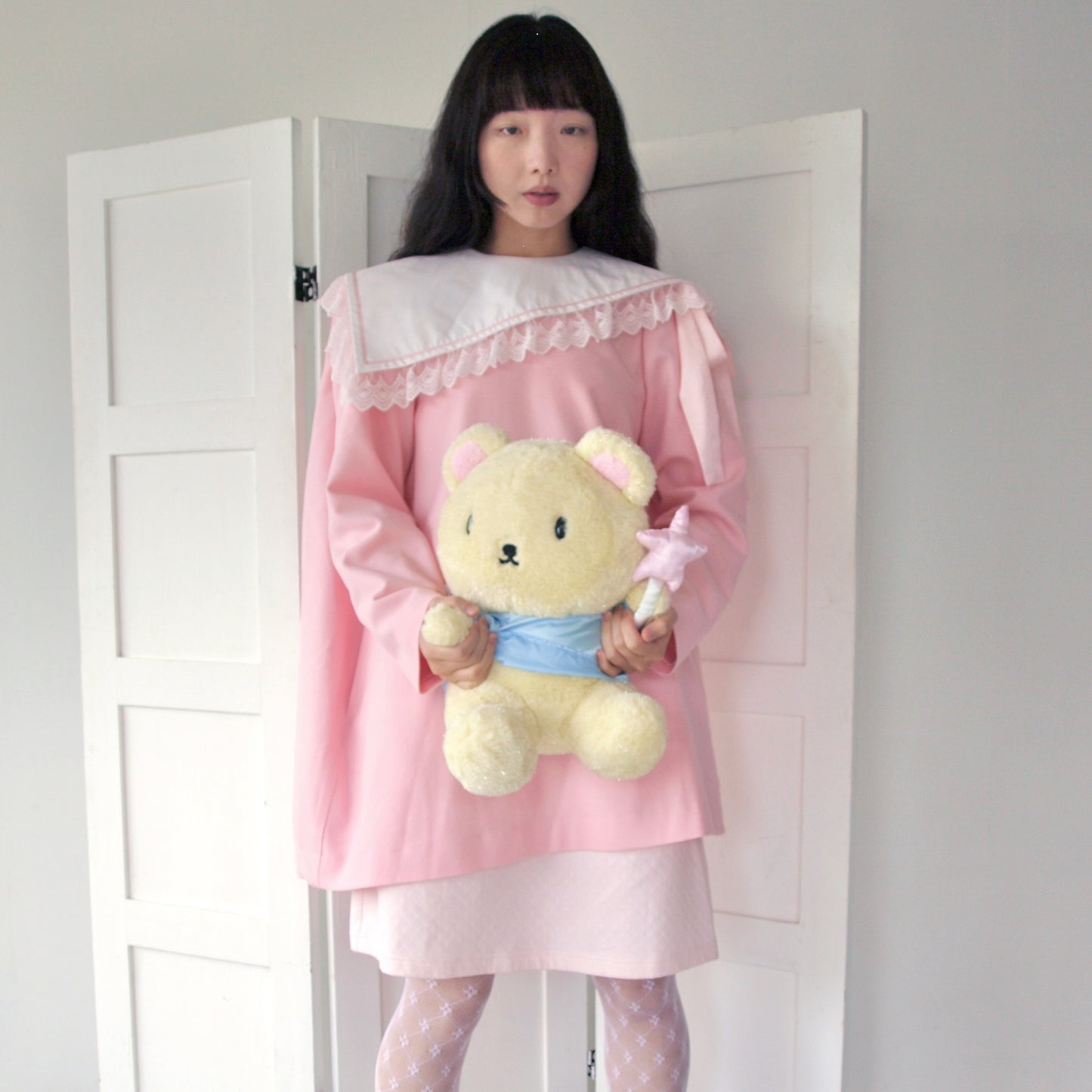 PIANO GIRL WOOL / PINK / レースカラードレス