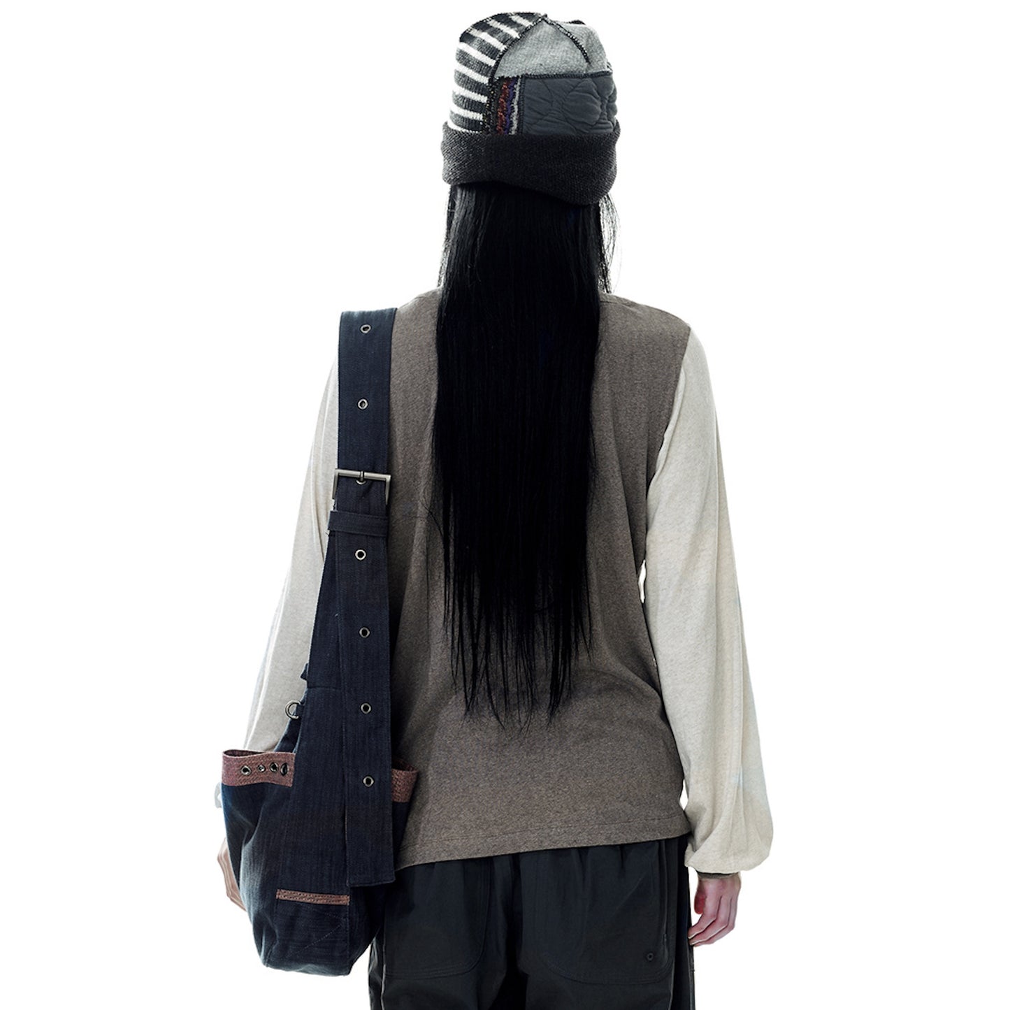 STRIPE POINT CROSS BAG / CHARCOAL / ストライプポイントクロスバッグ
