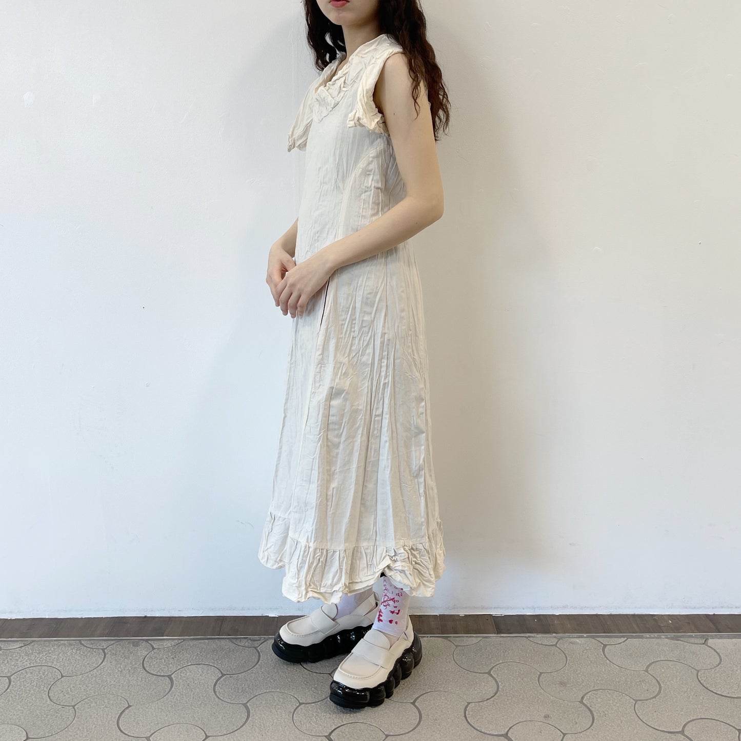 collapsed dress / black / ウォッシュ加工リバーシブルドレス