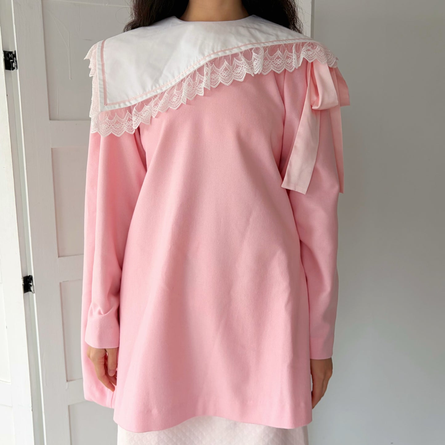 PIANO GIRL WOOL / PINK / レースカラードレス
