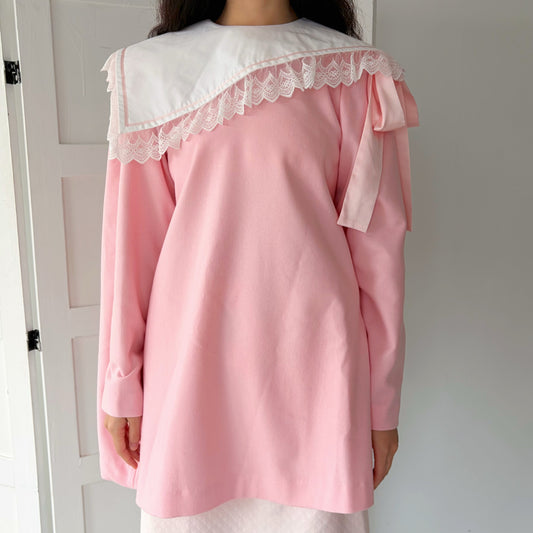PIANO GIRL WOOL / PINK / レースカラードレス