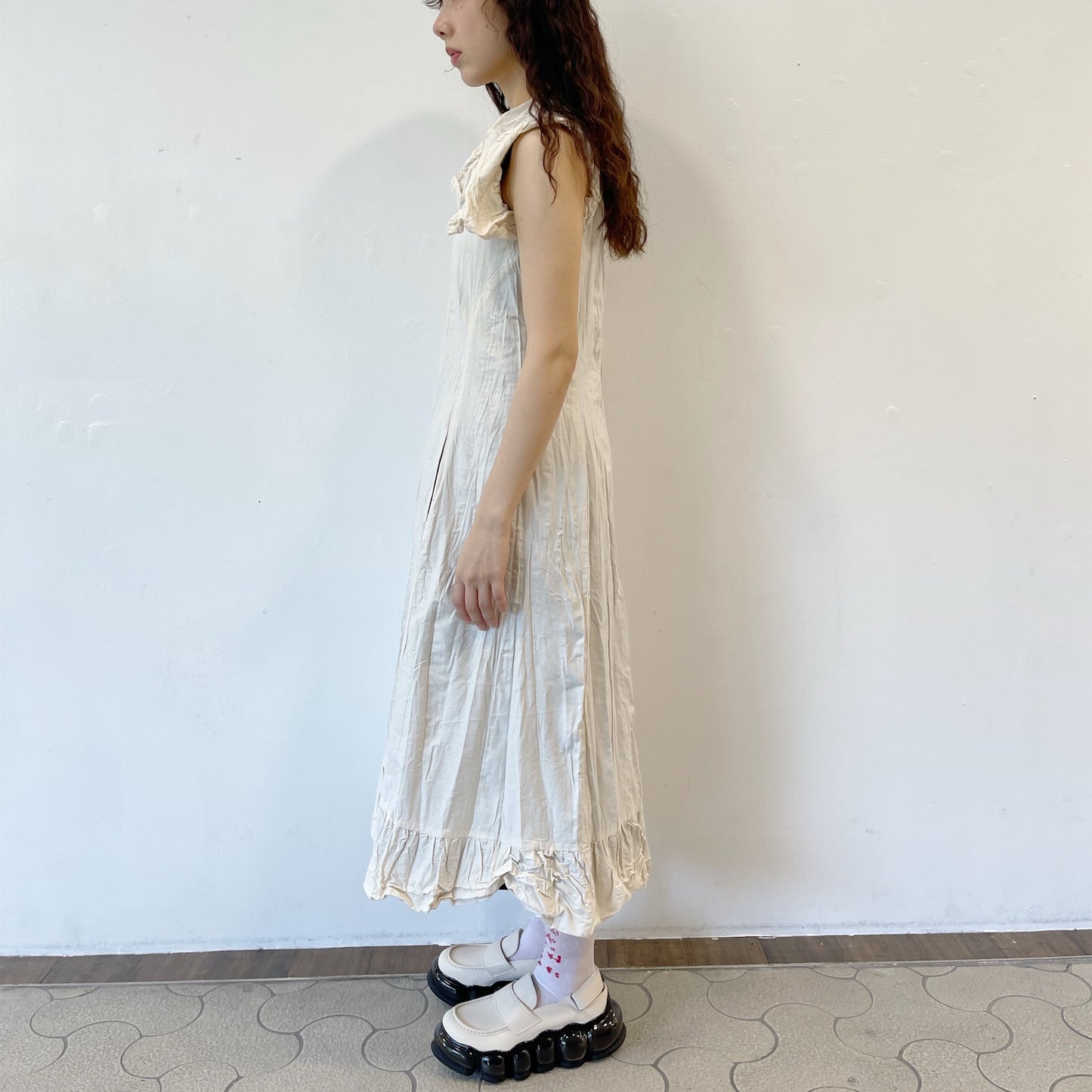 collapsed dress / black / ウォッシュ加工リバーシブルドレス