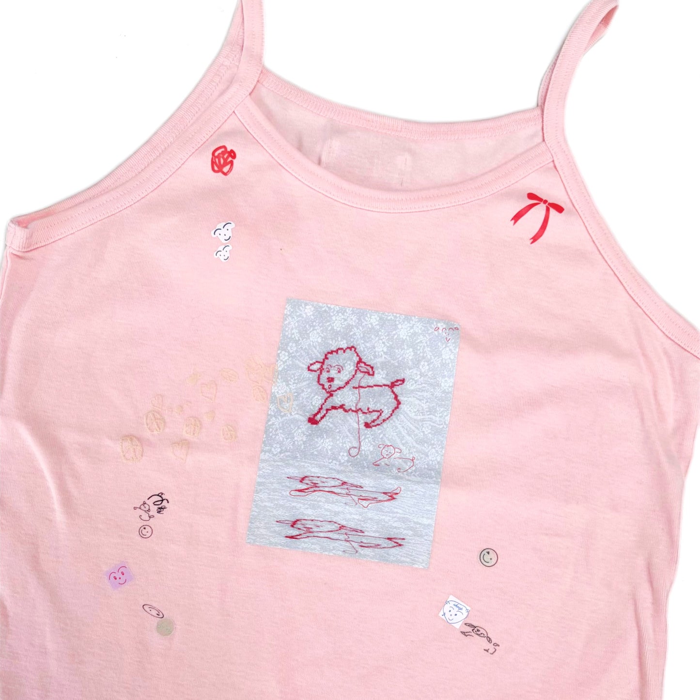 【SHEEP SOUVENIR】sheep is always here camisole / pink / プリントキャミソール