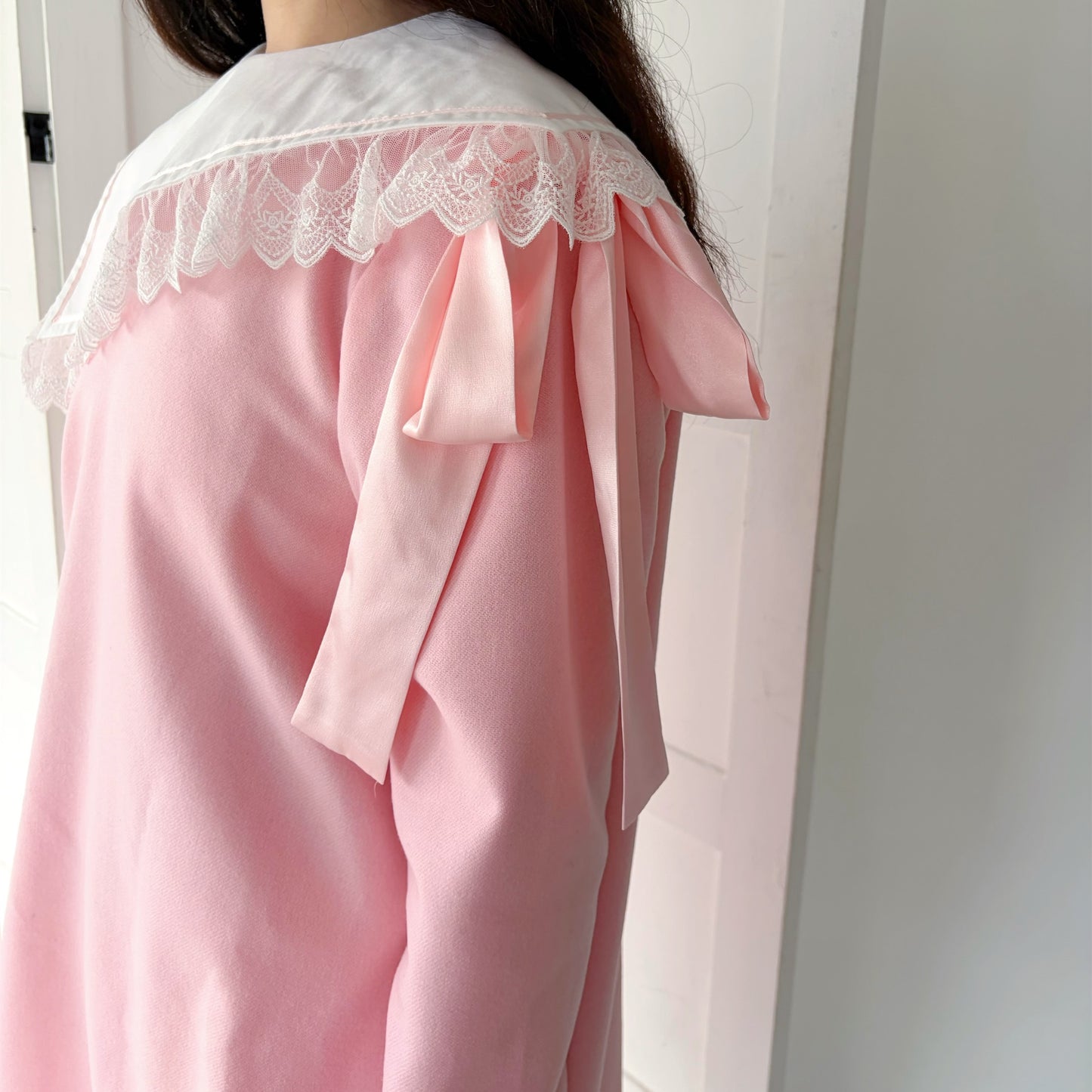 PIANO GIRL WOOL / PINK / レースカラードレス