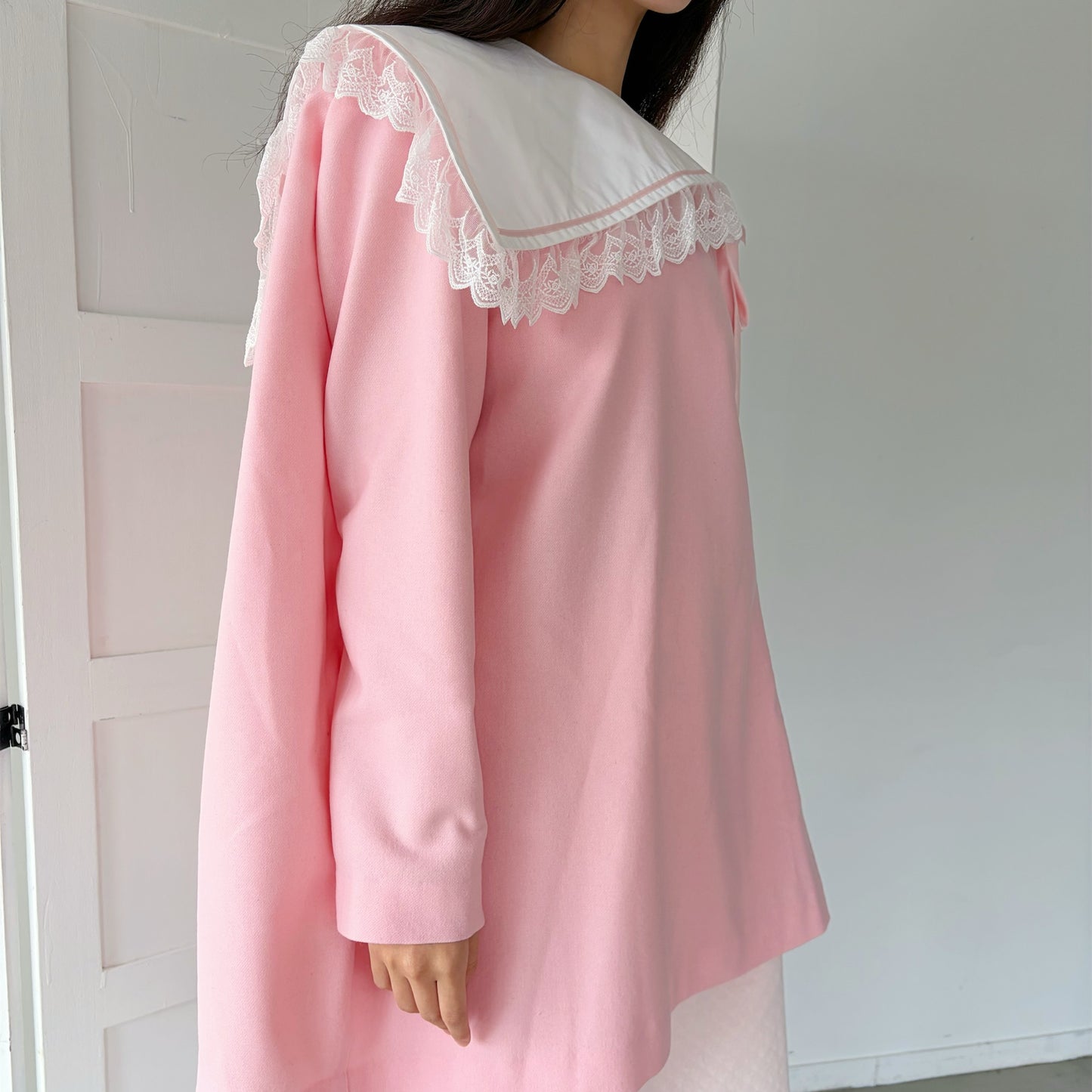PIANO GIRL WOOL / PINK / レースカラードレス