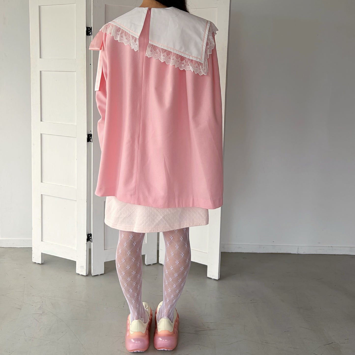 PIANO GIRL WOOL / PINK / レースカラードレス