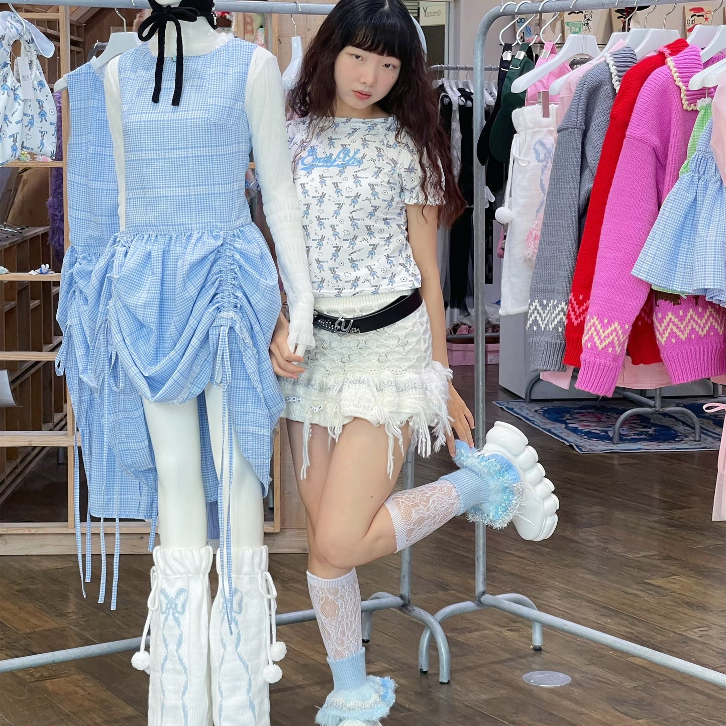 Little bunnies Tee / Blue / リトルバニーTシャツ