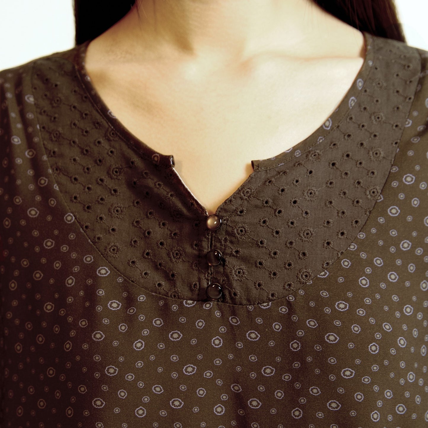 DUDU PUFF BLOUSE / BROWN / パフスリーブトップ