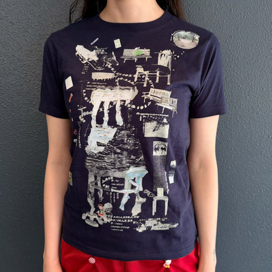 chairs for the interview T-shirt / navy / プリントTシャツ