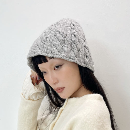 cable knit cap / gray / ケーブルニット帽