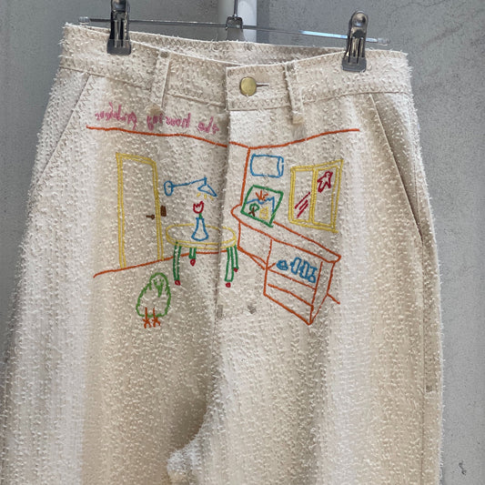 embroidery pants / white / 刺繍パンツ