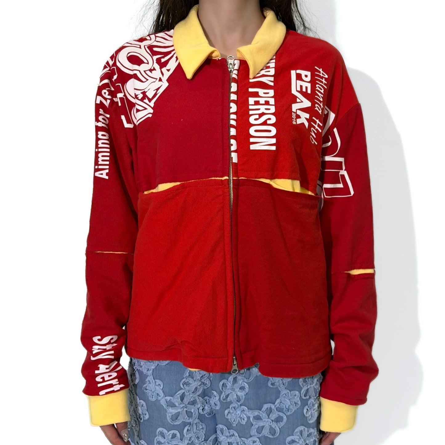 Fissure Drizzler Jacket / Yellow × Red / スウェットブルゾン