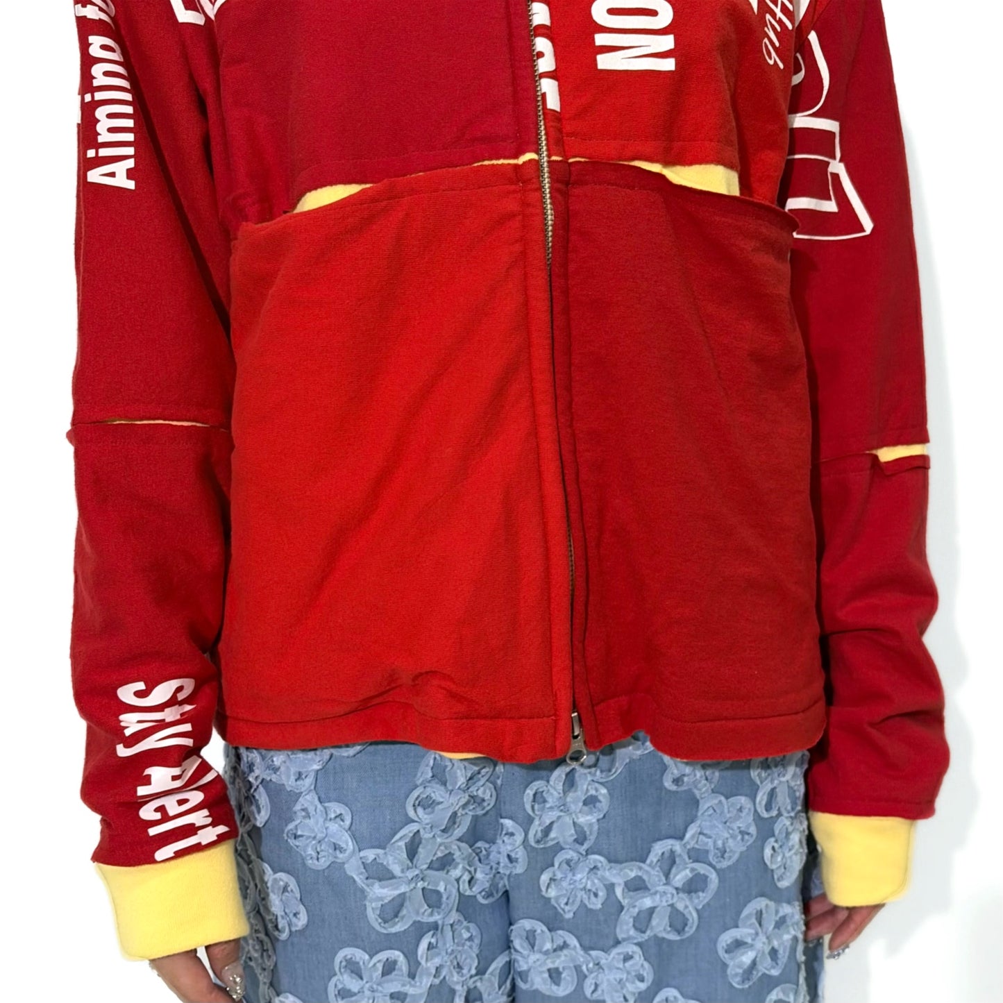 Fissure Drizzler Jacket / Yellow × Red / スウェットブルゾン